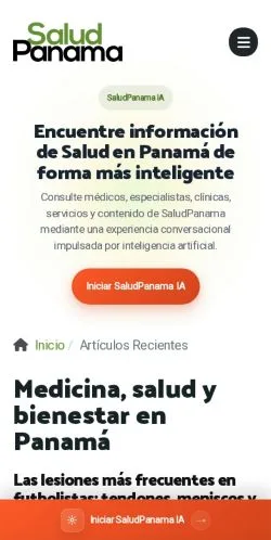 Anteprima del sito SaludPanama, media di Spagna per articoli sponsorizzati