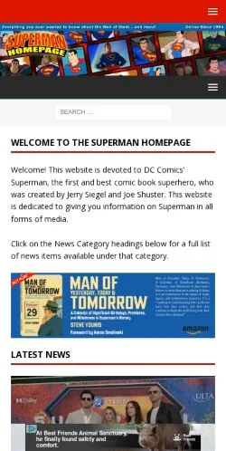 Anteprima del sito Superman Homepage, media di Stati Uniti per articoli sponsorizzati