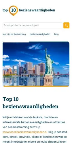 Anteprima del sito Top 10 Bezienswaardigheden, media di Paesi Bassi per articoli sponsorizzati