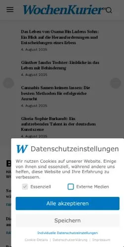 スポンサード記事向けのドイツメディア、Wochenkurierのサイトプレビュー