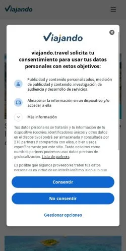 Anteprima del sito Viajando, media di Spagna per articoli sponsorizzati