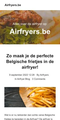 Anteprima del sito Airfryers, media di Belgio per articoli sponsorizzati