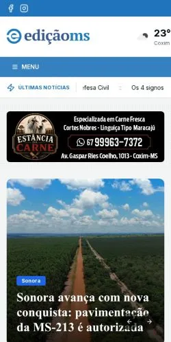 Anteprima del sito Edição MS, media di Brasile per articoli sponsorizzati