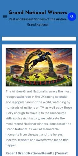 Anteprima del sito Grand National Winners, media di Regno Unito per articoli sponsorizzati