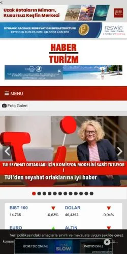 Podgląd witryny Haberturizm, medium z kraju Turcja do artykułów sponsorowanych
