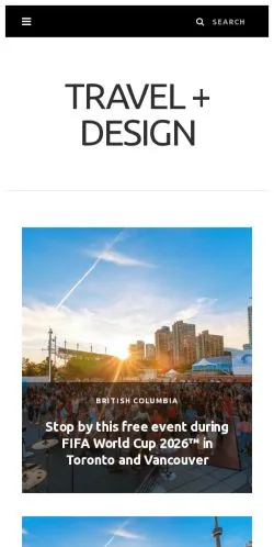 Anteprima del sito Travel + Design -, media di Canada per articoli sponsorizzati