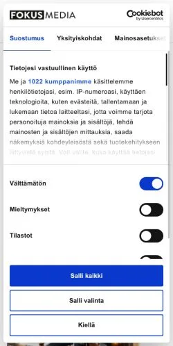 Anteprima del sito Fit.fi, media di Finlandia per articoli sponsorizzati