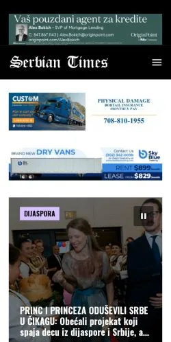 Anteprima del sito Serbian Times, media di Serbia per articoli sponsorizzati