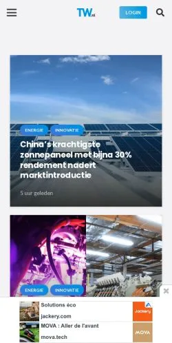 Förhandsvisning av webbplatsen TW Techniek & Wetenschap, medium i Nederländerna för sponsrade artiklar