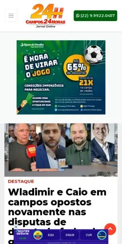 Vista previa del sitio Campos 24 Horas, medio de Brasil para artículos patrocinados