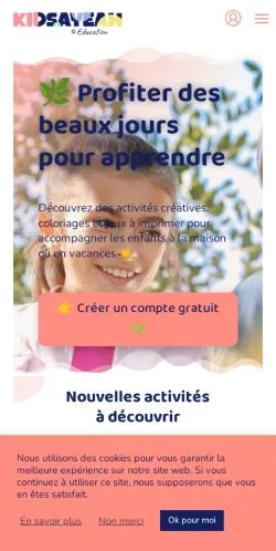 Aperçu du site Kidsayeah, média de France pour articles sponsorisés