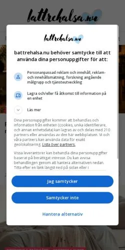 Vista previa del sitio Bättre Hälsa, medio de Suecia para artículos patrocinados