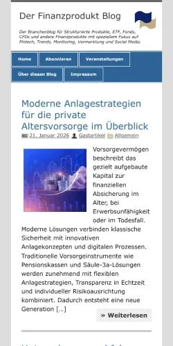Anteprima del sito Finanzprodukt Blog, media di Svizzera per articoli sponsorizzati