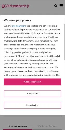 Anteprima del sito Varkensbedrijf, media di Belgio per articoli sponsorizzati