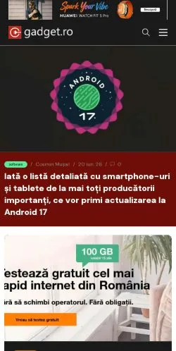 Preview of the Gadget website, a media outlet in Romania for sponsored articles
