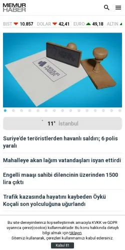 Anteprima del sito Memur Haber, media di Turchia per articoli sponsorizzati