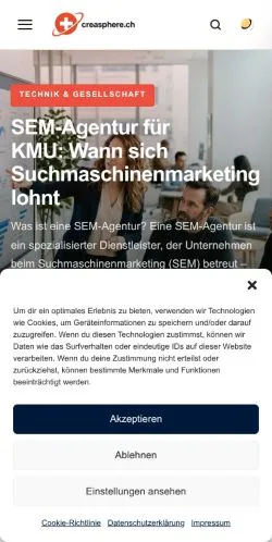 スポンサード記事向けのスイスメディア、Home • Creasphere.chのサイトプレビュー