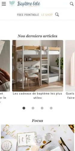 Preview of the Baptême Bébé website, a media outlet in France for sponsored articles