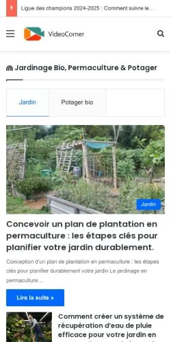 Anteprima del sito Video Corner TV, media di Francia per articoli sponsorizzati