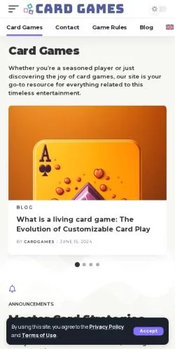 Anteprima del sito Card Games, media di Stati Uniti per articoli sponsorizzati