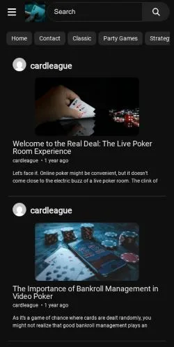 Anteprima del sito Cardleague, media di Stati Uniti per articoli sponsorizzati