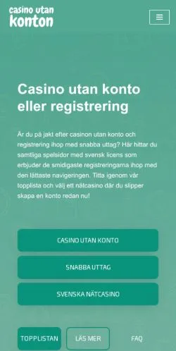 스폰서 기사용 스웨덴 매체 Casino Utan Konto 사이트 미리보기