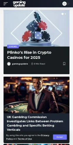 Aperçu du site Gaming Update, média de États-Unis pour articles sponsorisés