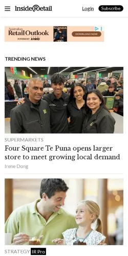 Podgląd witryny Inside Retail New Zealand, medium z kraju Stany Zjednoczone do artykułów sponsorowanych