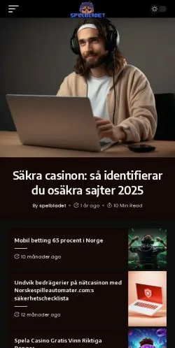 Anteprima del sito Spelbladet, media di Svezia per articoli sponsorizzati
