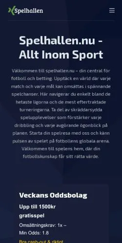 Anteprima del sito Spelhallen, media di Svezia per articoli sponsorizzati