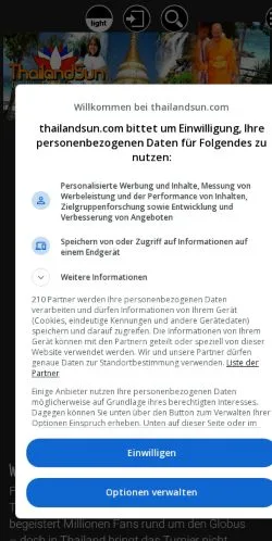 Förhandsvisning av webbplatsen Thailandsun, medium i Tyskland för sponsrade artiklar