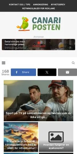 Anteprima del sito Canariposten, media di Norvegia per articoli sponsorizzati