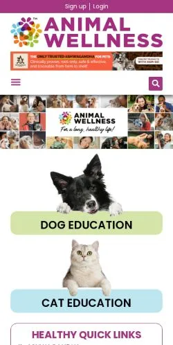 Anteprima del sito Animal Wellness Magazine, media di Stati Uniti per articoli sponsorizzati