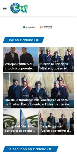 Vista previa del sitio Cadena OH, medio de Argentina para artículos patrocinados