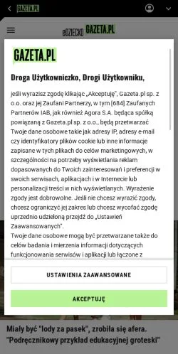 Anteprima del sito edziecko, media di Polonia per articoli sponsorizzati