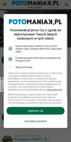 Anteprima del sito fotoManiaK, media di Polonia per articoli sponsorizzati