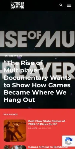 Preview of the Outsider Gaming website, a media outlet in United States for sponsored articles