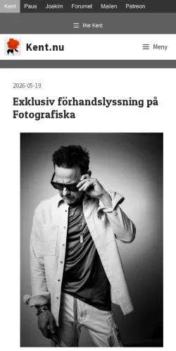 Förhandsvisning av webbplatsen Kent, medium i Sverige för sponsrade artiklar