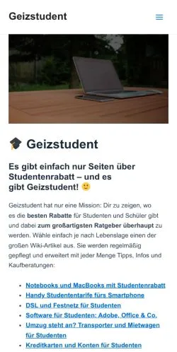 Podgląd witryny Geizstudent, medium z kraju Niemcy do artykułów sponsorowanych