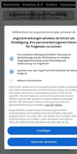 Anteprima del sito Angsterkrankungen Phobien, media di Germania per articoli sponsorizzati