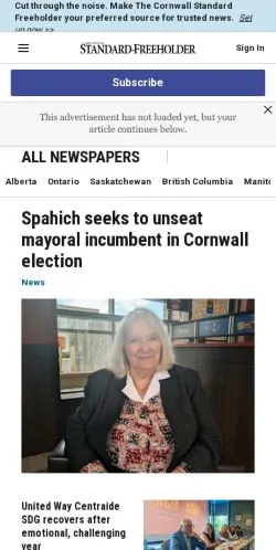 Anteprima del sito Cornwall Standard-Freeholder, media di Stati Uniti per articoli sponsorizzati