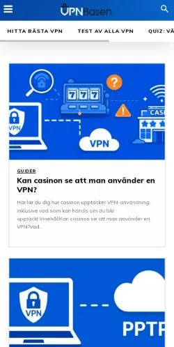 Anteprima del sito VPNBasen, media di Svezia per articoli sponsorizzati