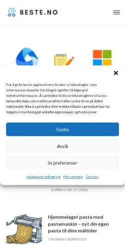 Vista previa del sitio Beste, medio de Noruega para artículos patrocinados