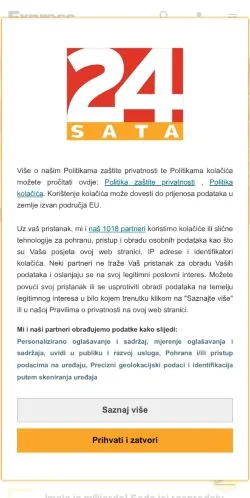 Podgląd witryny Express, medium z kraju Chorwacja do artykułów sponsorowanych