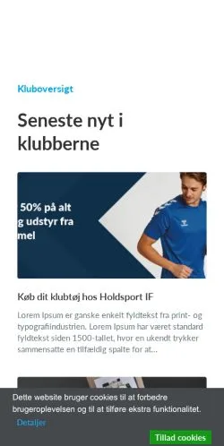 스폰서 기사용 덴마크 매체 Holdsport 사이트 미리보기