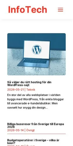 Anteprima del sito InfoTech, media di Svezia per articoli sponsorizzati