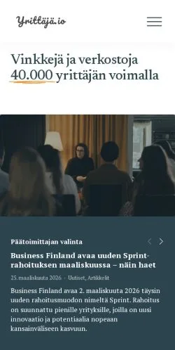 Anteprima del sito Yrittäjä, media di Finlandia per articoli sponsorizzati