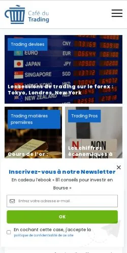 Voorbeeld van de site Café Du Trading, medium uit Frankrijk voor gesponsorde artikelen