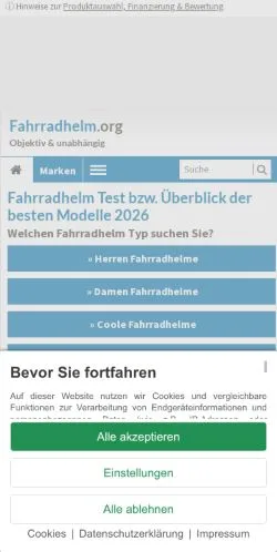 Podgląd witryny Fahrradhelm Test, medium z kraju Niemcy do artykułów sponsorowanych