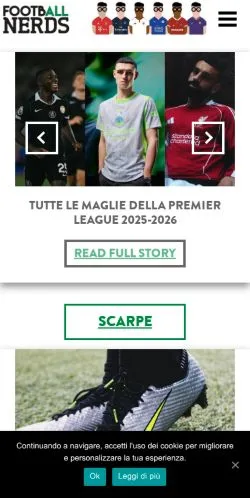 Anteprima del sito footbAll Nerds, media di Italia per articoli sponsorizzati
